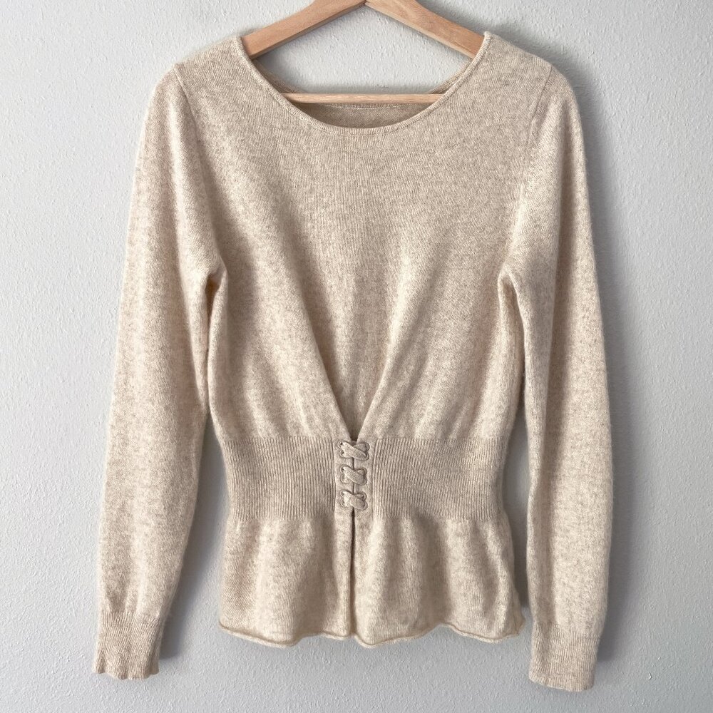 White + Warren Cream Crew Neck Sweater